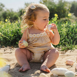 Crochet Daisy Set in Yellow Gingham
