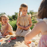 Smock Flutter Dress in Yellow Gingham/Strawberry