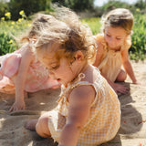 Crochet Daisy Set in Yellow Gingham