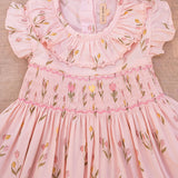 Smock Flutter Dress in Dancing Tulips