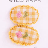 Crochet Clip set in Yellow Gingham