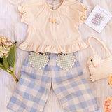 Crochet Clip Set in Blue Gingham