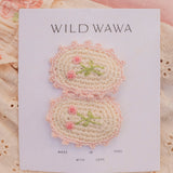 Crochet Clip Set in Pink Rose