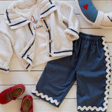 Sail Away Cardigan in Salt/Navy