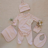Pima Embroidered Bundle Set in Pink Lamb