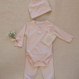 Pima Embroidered Bundle Set in Pink Lamb