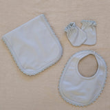 Bib/Mittens/Burp Cloth in Blue
