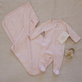 Pima Embroidered Footie in Pink Lamb