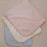 Receiving Blanket w/Crochet Trim in Pink