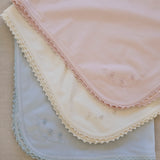 Receiving Blanket w/Crochet Trim in Pink