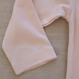 Pima Embroidered Footless Sleeper in Pink Clothesline