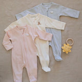 Pima Embroidered Footie in Pink Lamb