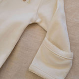 Pima Embroidered Footie in Pearl Flower Bear