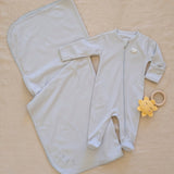 Receiving Blanket w/Crochet Trim in Blue