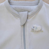 Pima Embroidered Footie in Blue Lamb