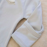 Pima Embroidered Footie in Blue Lamb