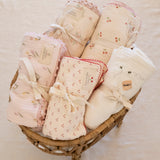 Embroidered Swaddle in Cherry
