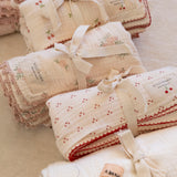 Embroidered Swaddle in Cherry