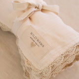Crochet Trim Swaddle in Cloud