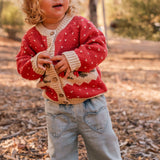 Intarsia Cardigan - Red