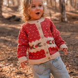 Intarsia Cardigan - Red