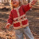 Intarsia Cardigan - Red