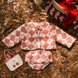 Quilted Jacket Set - Cherry Patchwork Crimson