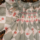 Noelle Dress - Cherry Patchwork Vintage Blue