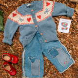 Patchwork Heart Overalls - Denim
