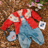 Patchwork Heart Overalls - Denim