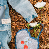 Crochet Heart Purse - Baby Blues