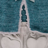 Velvet Bow Sweater - Aegean Blue