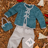 Velvet Bow Sweater - Aegean Blue