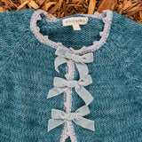 Velvet Bow Sweater - Aegean Blue