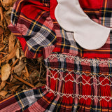 Scallop Dress - Tartan Red