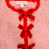 Velvet Bow Sweater - Rosewood/Ruby