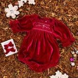 Velvet Bow Clip Set - Burgundy