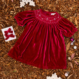 Velvet Smock Dress - Burgundy