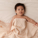 Embroidered Swaddle in Cherry