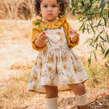 Heart Pocket Overall Dress - Sunflower Field