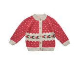 Intarsia Cardigan - Red