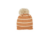 Knitted Beanie - Ginger/Oat Stripe