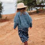 Fringed Cardigan in Luna Blue