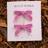 Velvet Clip Set - Vintage Bows Dusty Pink