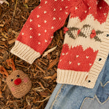 Intarsia Cardigan - Red
