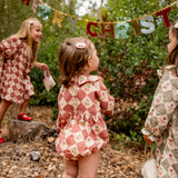 Hazel Romper - Cherry Patchwork Crimson