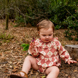 Hazel Romper - Cherry Patchwork Crimson