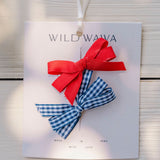 Bow Clip Set in Red/Blue