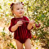 Velvet Bow Clip Set - Burgundy
