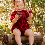 Velvet Smock Romper - Burgundy